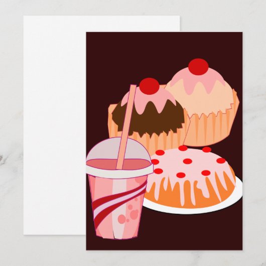 Sweet Treats Flat Invitation Kaart (Voorkant / Achterkant)