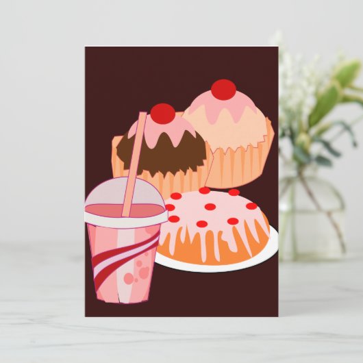 Sweet Treats Flat Invitation Kaart (Staand voorkant)