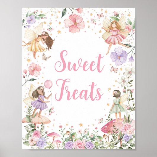 Sweet Treats Floral Fairy Garden Verjaardagsteken Poster (Voorkant)