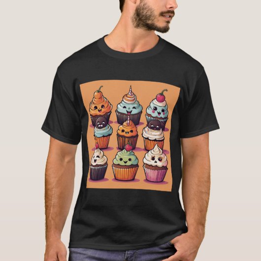 Sweet Treats Halloween Cupcakes T-shirt (Voorkant)