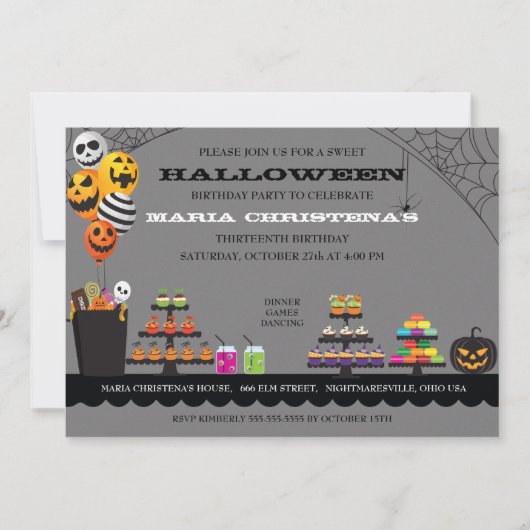 Sweet Treats Halloween verjaardagsfeest uitnodigin Kaart (Voorkant)