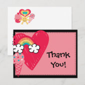 Sweet Treats Heart Rainbow Verjaardag Bedankt Briefkaart (Voorkant / Achterkant)