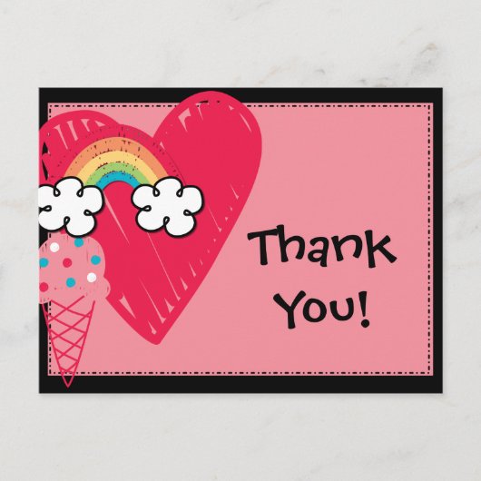 Sweet Treats Heart Rainbow Verjaardag Bedankt Briefkaart (Voorkant)