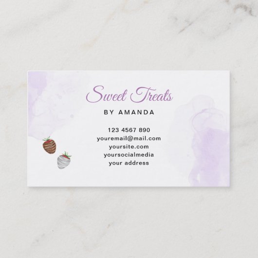 Sweet Treats Paarse bakkerij Visitekaartje (Achterkant)
