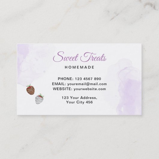 Sweet Treats Paarse bakkerij Visitekaartje (Achterkant)