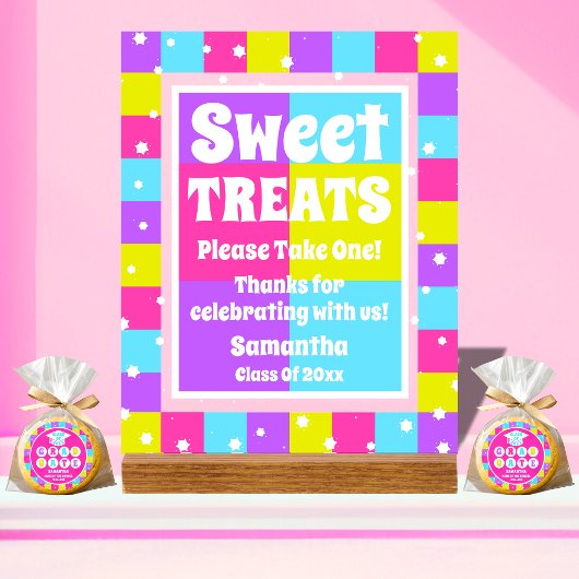 Sweet Treats Retro Neon Afstudeerfeest Acryl Bord