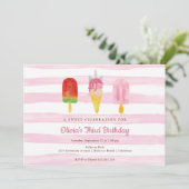 Sweet Treats Roze Meisjes Verjaardagsfeestje Kaart (Staand voorkant)