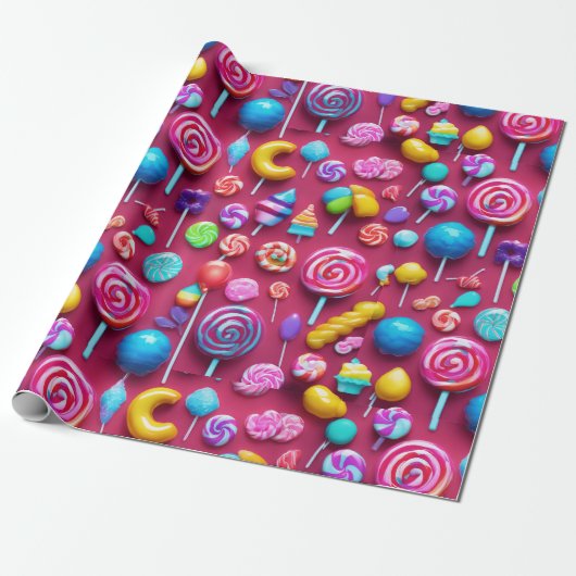 Sweet Treats Snoep-thema Cadeaupapier (Uitgerold)