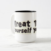 Sweet Treats Sticker Tweekleurige Koffiemok (Voorkant links)