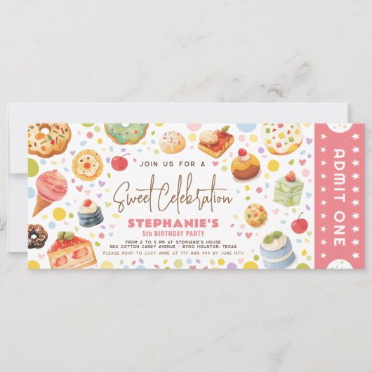 Sweet Treats Verjaardag Geef een ticket toe Kaart (Voorkant)