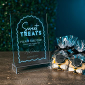 Sweet Treats Wavy Arch Blue Neon Afstudeerfeest Acryl Bord