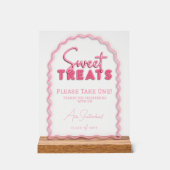 Sweet Treats Wavy Arch Pink Neon Afstudeerfeest Acryl Bord (Voorkant)