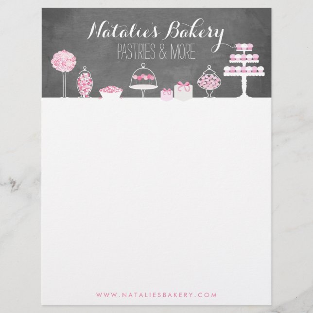 Sweet Treedt Chalkboard Bakery Business Letterhead Gepersonaliseerd Briefhoofd (Voorkant)