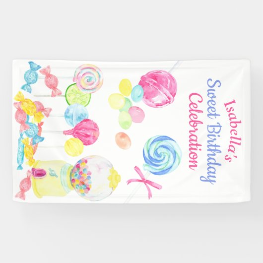 Sweet Treedt Snoep Girl Birthday Lollipop Spandoek (Horizontaal)