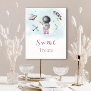 Sweet Treedt Space girl Astronaut roze raketster Poster