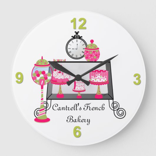 Sweet Trees Bakery Shop Wall Clock Grote Klok (Voorkant)