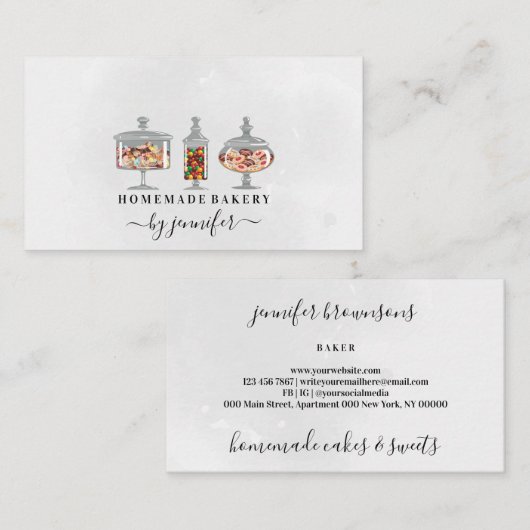 Sweet Trees Chocolate Snoep Bakery Jars Visitekaartje (Voorkant / Achterkant)