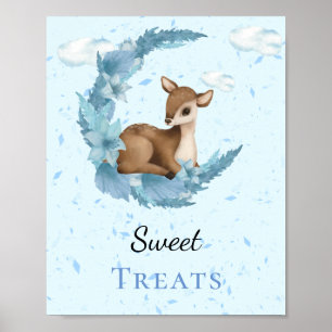 Sweet Trees Cute Little Bambi blue wolds sel Poster