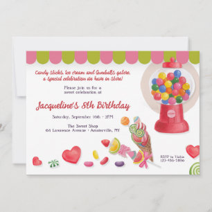 Sweet Trein Birthday Party Invitation Kaart