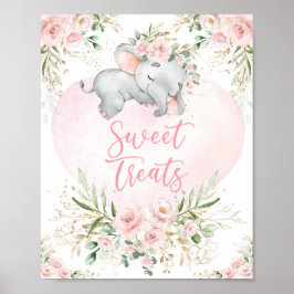 Sweet Treins | Droge Baby olifant Blush Floral Poster