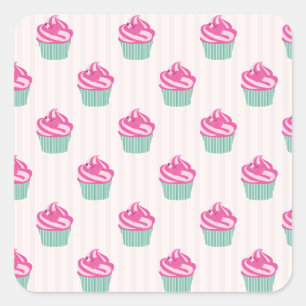 Sweet Trendy Cup Cakes Vierkante Sticker