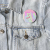 Sweet Trendy Holographic, Pink Flamingo Ronde Button 5,7 Cm (In situ)