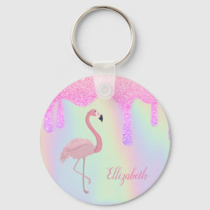 Sweet Trendy Holographic, Pink Flamingo Sleutelhanger