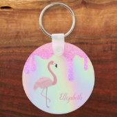 Sweet Trendy Holographic, Pink Flamingo Sleutelhanger (Voorkant)