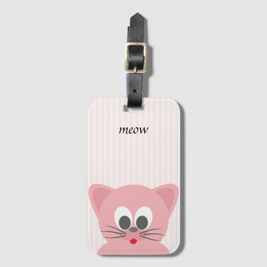 Sweet Trendy Pink Cat Bagagelabel (Voorkant (verticaal))