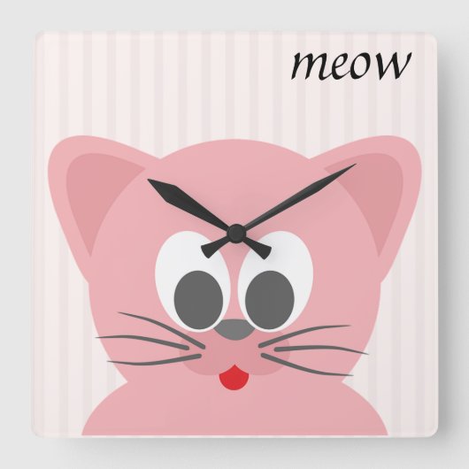 Sweet Trendy Pink Cat Vierkante Klok (Voorkant)