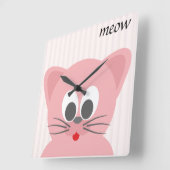 Sweet Trendy Pink Cat Vierkante Klok (Hoek)