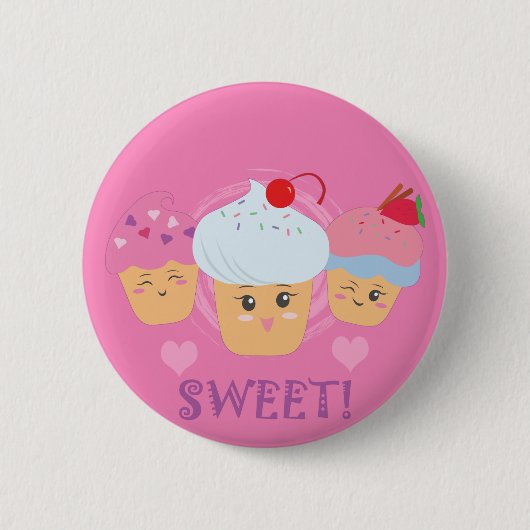 Sweet Tres - Cupcakes! Ronde Button 5,7 Cm (Voorkant)