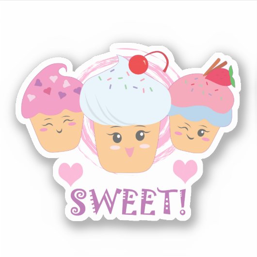 Sweet Tres - Cupcakes! Sticker (Voorkant)