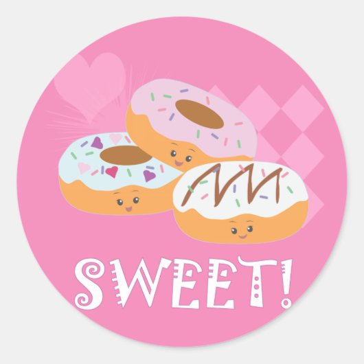 Sweet Tres - Donuts! Ronde Sticker (Voorkant)