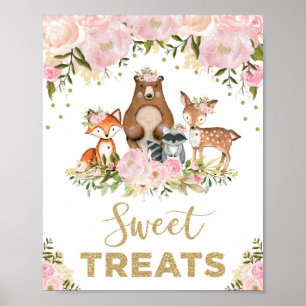 Sweet Tres Girl Woodland Baby shower Decoration Poster