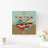 Sweet Trets Cupcakes Clock Vierkante Klok (Huis)