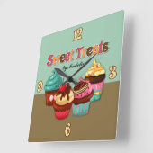 Sweet Trets Cupcakes Clock Vierkante Klok (Hoek)