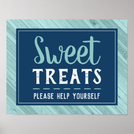 Sweet Trets Sign., Blue and Aqua Poster