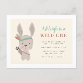 Sweet Tribal Bunny Wild Eén eerste verjaardag Uitnodiging Briefkaart