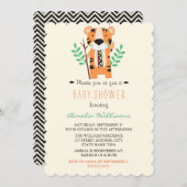 Sweet Tribal Tiger Baby shower Invitation Kaart (Voorkant / Achterkant)