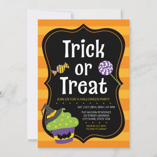Sweet Trick or treat Halloween Feestuitnodiging Kaart (Voorkant)
