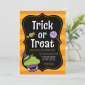 Sweet Trick or treat Halloween Feestuitnodiging Kaart (Staand voorkant)