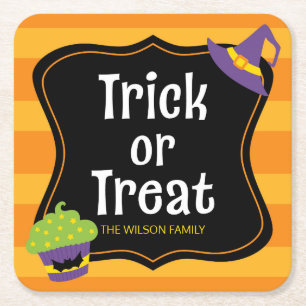 Sweet Trick or treat Halloween Party Kartonnen Onderzetters