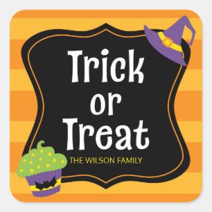 Sweet Trick or treat Halloween Party Vierkante Sticker