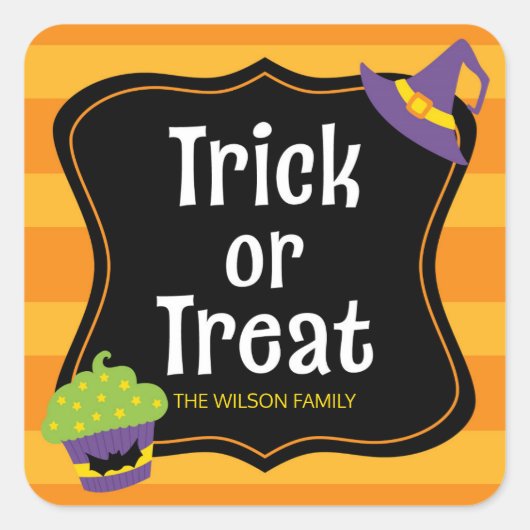 Sweet Trick or treat Halloween Party Vierkante Sticker (Voorkant)