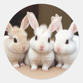 Sweet Trio van Fluffy Bunnies Ronde Sticker