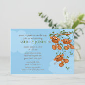 Sweet Triplets Baby aap Baby shower Kaart (Staand voorkant)