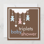 Sweet Triplets Mobiel Baby shower Uitnodiging (Voorkant)
