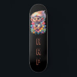 *~* Sweet Troll AP89 Neon Black Initialen Flower Persoonlijk Skateboard<br><div class="desc">(Zoekcode AP89 voor Troll items en AP88 voor middeleeuwse thema items ) Gemakkelijk overzetten naar andere Zazzle producten. ZWARTE achtergrond Skateboard. De NEON kleuren poppen gewoon de TROLL afbeeldingen en LETTERS. Pas/personaliseer uw INITIALEN/MONOGRAM aan. Whimsical Schattige grappig lang haar trol. Heldere RAINBOW neon kleuren. Dit is een populaire Trending ontwerp...</div>