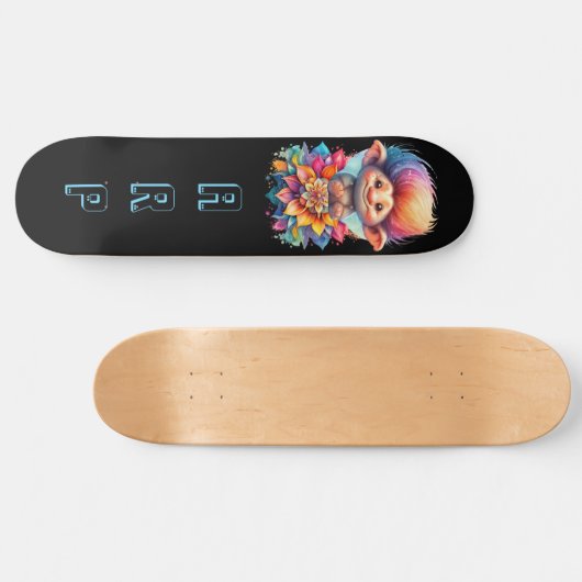 *~* Sweet Troll AP89 Neon Rainbow Initialen Flower Persoonlijk Skateboard (Horizontaal)